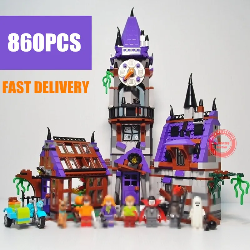 

Scooby Doo Mystery Castle Courtyard Mansion fit Scooby Doo figures friends Building block bircks diy 75904 gift kid toy