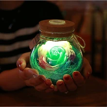 LED RGB Dimmer Lamp Night Light Flower Bottle Creative Romantic Rose Bulb Great Holiday Gift For Girl 16 Colors Remote