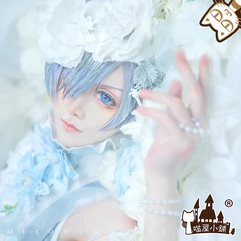 

Anime Black Butler Ciel Phantomhive Blue Lotus Dress Cosplay Costume Daily Cos Uniform H
