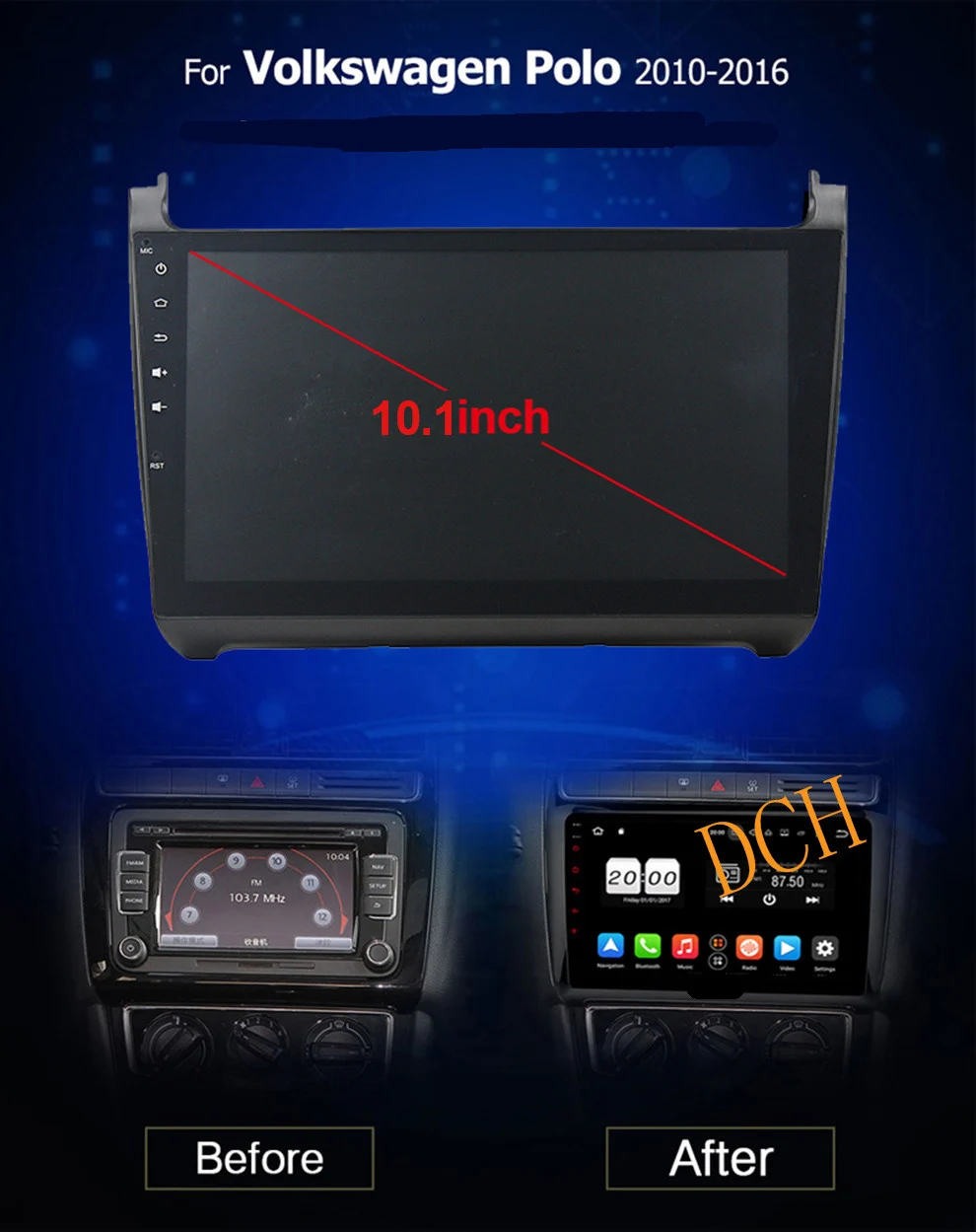 Flash Deal Octa Core 10.1" Android 9.0 Car Radio DVD GPS for Volkswagen POLO 2015 With 4GB RAM Bluetooth 64GB ROM stereo navigation 64G ROM 0