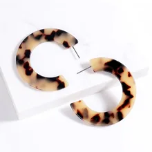 Серьги-кольца Boho Tortoiseshell Леопардовый принт большие серьги акриловые геометрические формы C сережки oorbellen длинные Brinco женские очаровательные