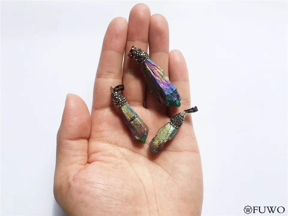 Titanium Aura Quartz Pendant 10