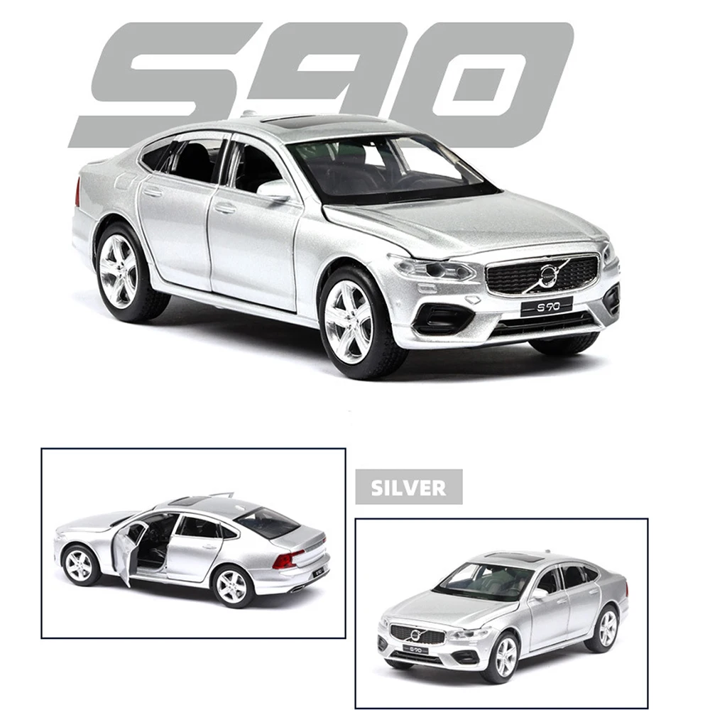 1:32 VOLVO S90 музыкальная с подсветкой машина литые игрушечные машинки модель автомобиля с горячим колесом двери автомобиля можно открыть игрушку - Цвет: Silver