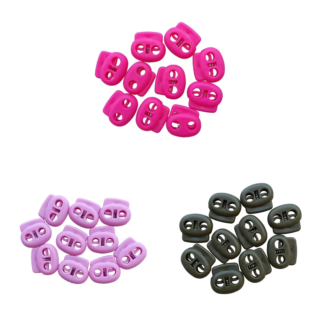 

10pcs Dual Hole Plastic Shock Cord End Stopper Bungee Toggle Lock Little Pig Shape Cute Designed for Cord below 0.5cm
