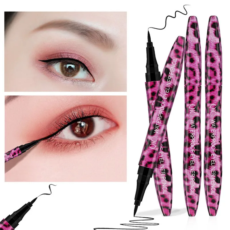 

1PC QIC Makeup Red Leopard Eyeliner Waterproof and Sweatproof Not Blooming Eyeliner Pen Quick-Dry Marbled Pattern Thick Black