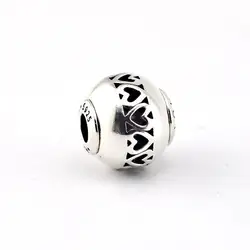 Подходит Pandora сущность Браслеты любовь подвески с сердцем небольшое отверстие бисера 2,5 мм Оригинальные 925 стерлингов серебряные шарики