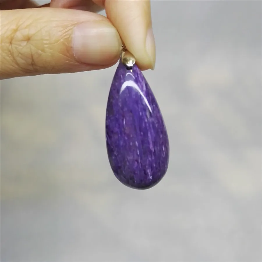 

Purple Charoite Natural Stone Pendant For Jewery Making Necklace Charms Suspension Crystal Water Drop Pendant 37*17*10mm