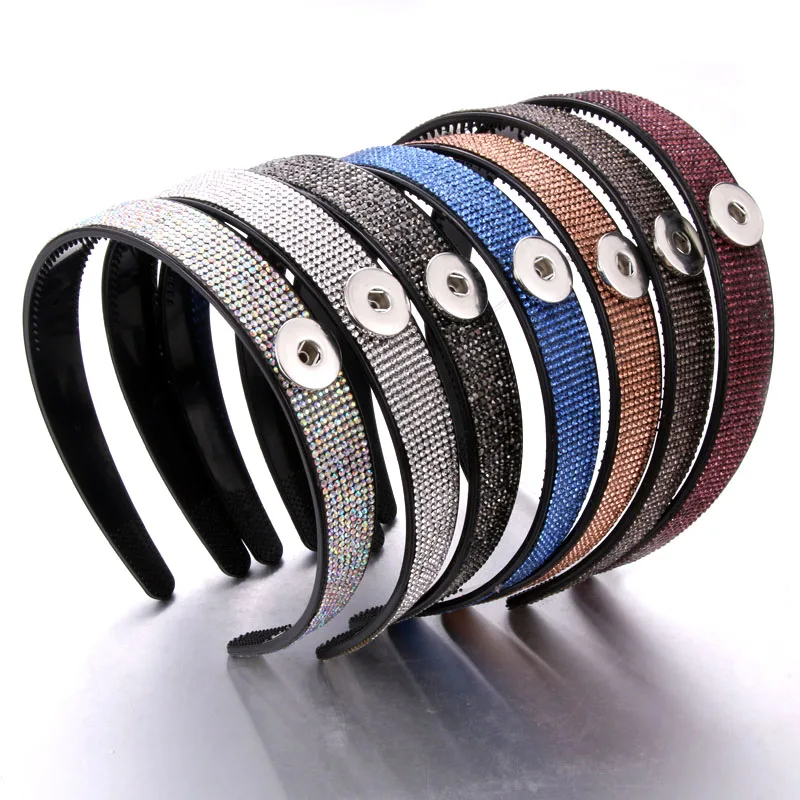 

New snap Jewelry Headband Hair Accessories 18mm Snap Buttons Head Cloth Band Girls Headdress Hoop Black Hair Bands