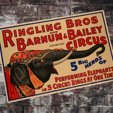 Американский винтажный цирк Большие стада выступлений слонов классические картины на холсте винтажные настенные плакаты Наклейки домашний Декор подарок