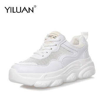 

Yiluan Mesh Sneakers Platform fashion Breathable women shoes basic 2020 Autumn White Casual Shoes woman Student