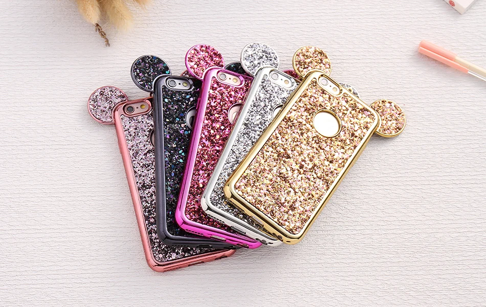 Marchcover для iPhone XS MAX XR X 8 7 6S 6 Plus Minnie Mickey Ear хромированный блестящий чехол силиконовый
