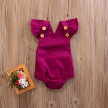 2017 Wine Red Newborn Baby Girls Clothes Ruffles Cotton Romper Infant s Jumpsuit Sunsuit Outfits