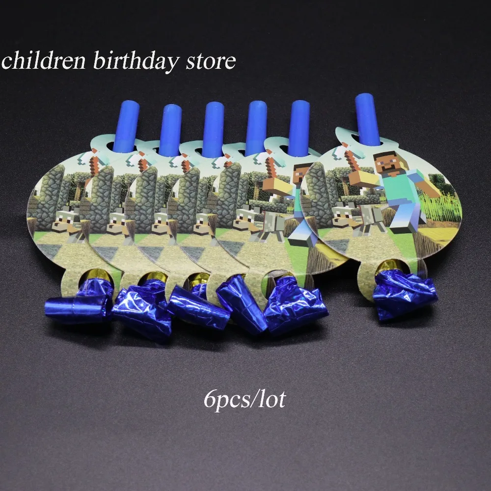 

6pcs/lot Minecraft blowouts kids birthday party decorations Minecraft blowouts baby shower party supplies Minecraft noise maker