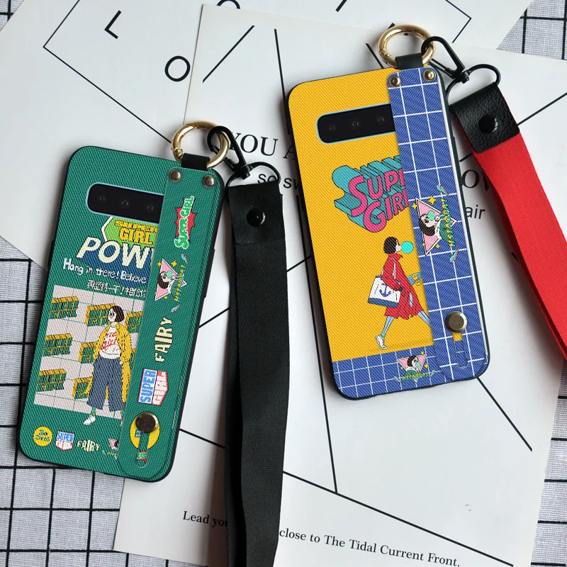 

Cartoon Girl Wristband Cases For Samsung Galaxy S6 S7 Edge S8 S9 S10 Plus Silicone Matte Back Cover For Samsung S10 Lite S10E