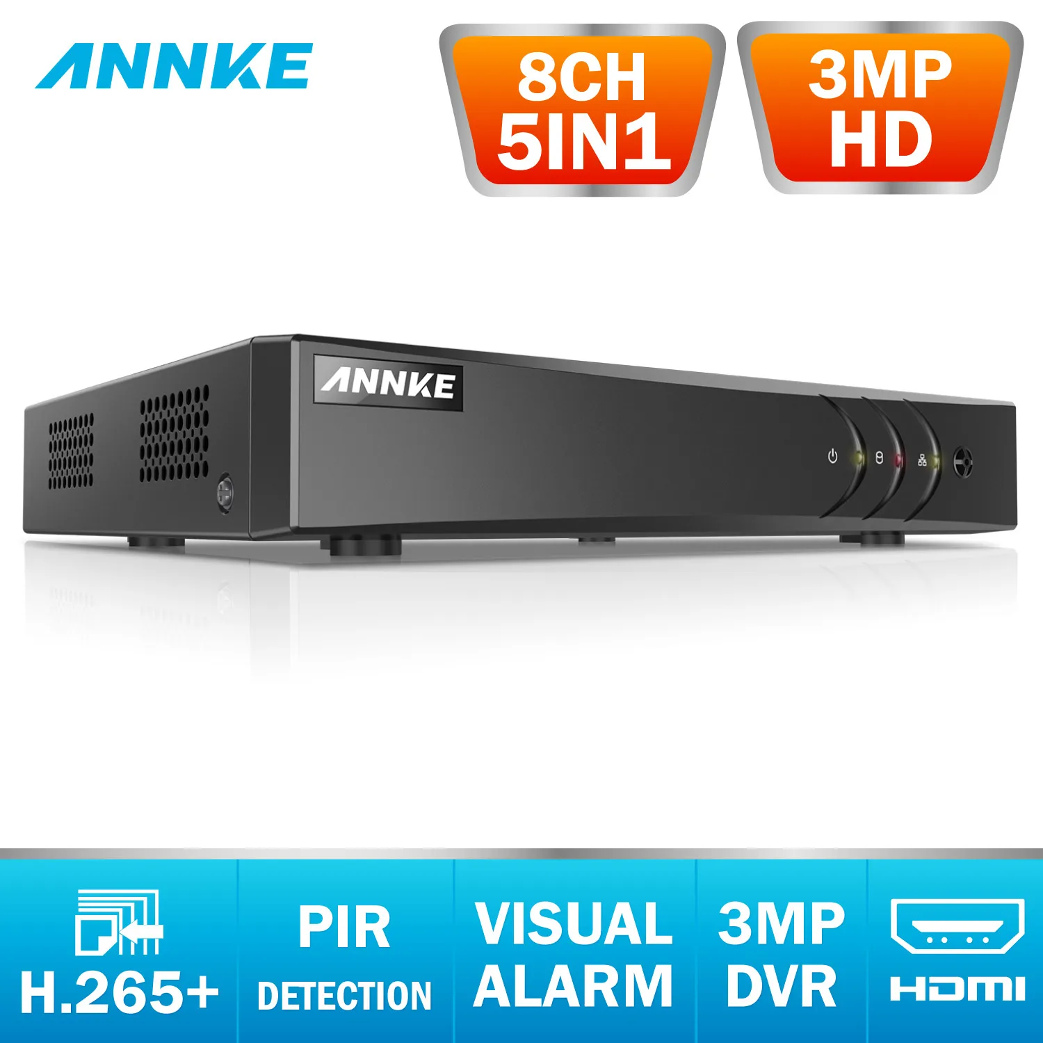 ANNKE 8CH HD 3MP 5в1 TVI CVI AHD IP безопасности DVR рекордер H.265 визуальный сигнал тревоги