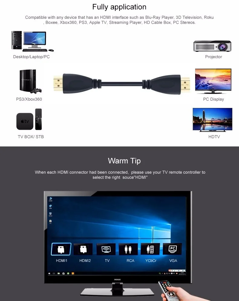 hdmi cable 1m 1.5m 2m 3m 5m 10m 15m  6ft 3ft 10ft  HDMI Cable with Ethernet FOR HDTV's DVD players satellite set top boxes DVRs