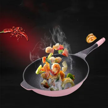 

Mailanshi wok domestic pink non-stick cooker multi-function flat-bottomed induction cooker gas cooker general purpose LM12181508