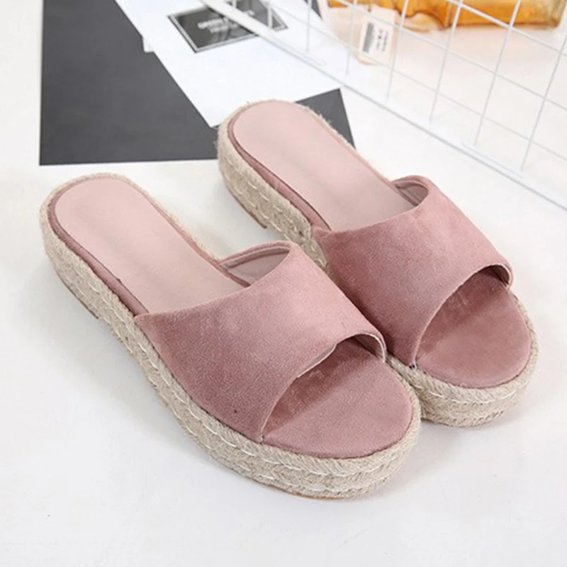 

Boussac Flock Fisherman Espadrilles Sandals Women High Heel Platform Sandals Women Summer Beach Slipper Sandals Shoes SWC0420