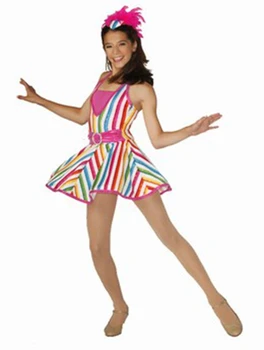 

Rainbow Striped Jazz Dance Modern Dance Theatrical Costume