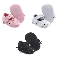 Новорожденная девочка Prewalker нескользящая Мягкая Детская подошва для малышей Повседневная обувь для девочек с бантом