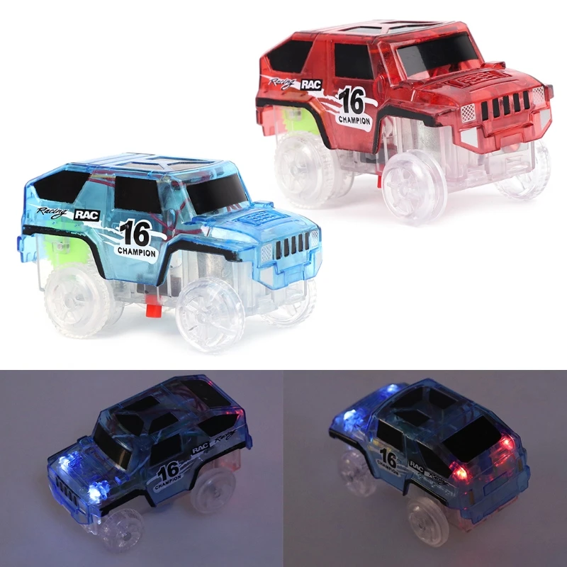 Coche de juguete LED para DIY pista mágica milagrosa brillante en Dark Bend Flex Racing Año Nuevo regalos de cumpleaños-