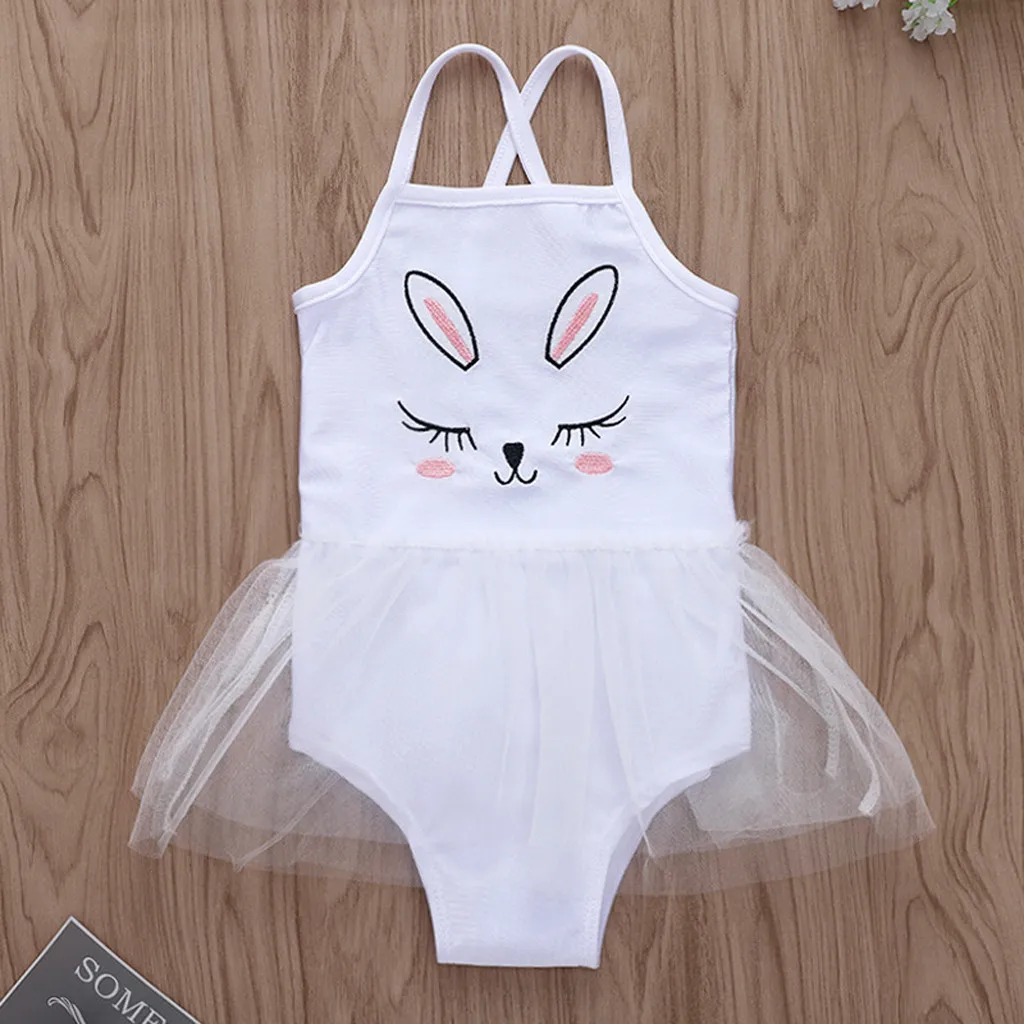 Купальный костюм для маленьких девочек; детский купальник-бикини с вышивкой и рисунком для маленьких девочек; купальный костюм с кроликом на подтяжках; сетчатый Купальник; A1