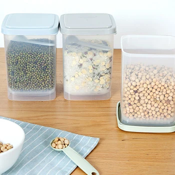 

Creative 1Pcs Plastic Food Storage Box Sealed Crisper Grains Tank Storage Kitchen Sorting Food Boxes Container Incidental Spoon
