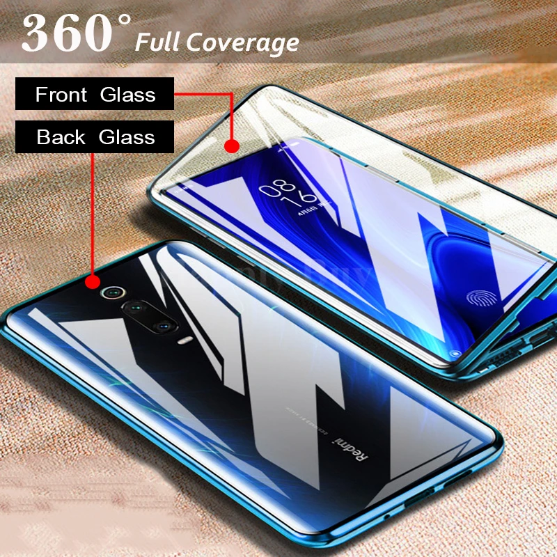 360 Полный Магнитный чехол для телефона Red mi K20 Pro двухсторонняя прозрачная