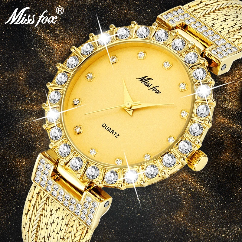 

MISSFOX Ladies Watch Fashion Casual Brand Steel Mesh Gold Quartz China Watches Waterproof Simple Chinese Imported Wrist Watch