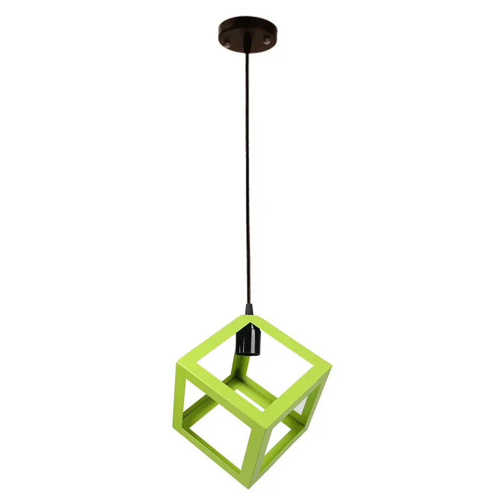 E27 лампы абажур-куб потолочная квадратная лампа для дома светильник переднего бампера бар W/кабель с ПВХ изоляцией - Цвет корпуса: green
