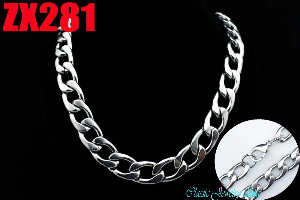 Ожерелье из нержавеющей стали 15 мм 6 шт. ZX281|figaro chain|necklace chainstainless steel necklace |