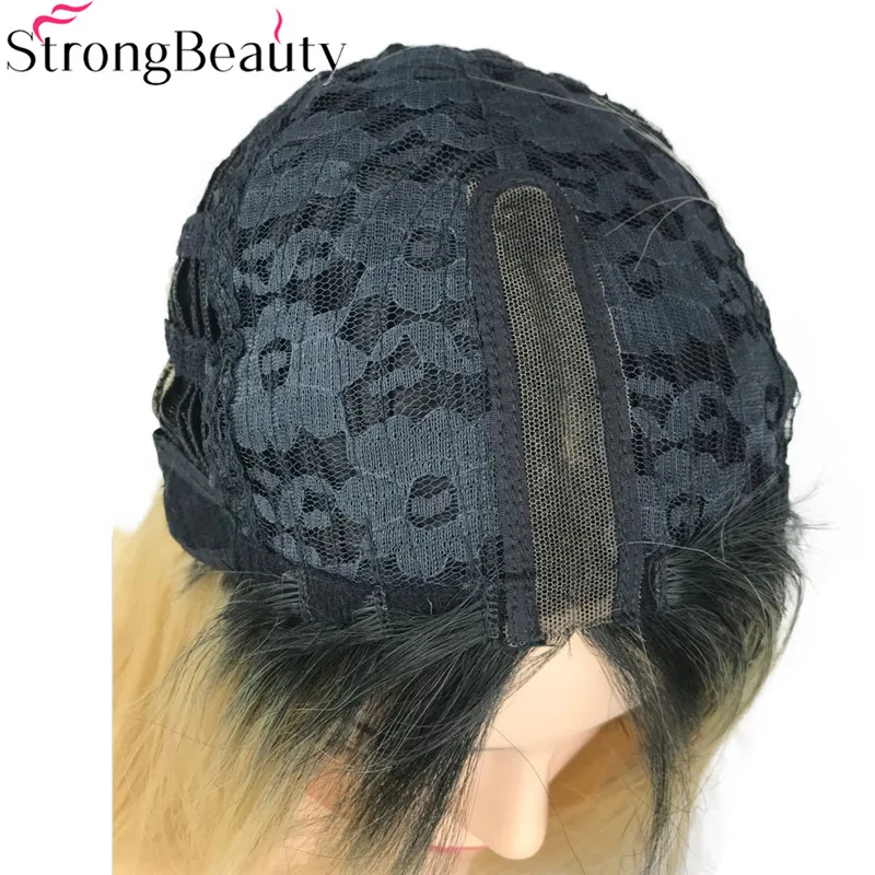 S2083 2R-86 (4) StrongBeauty Short Wigs Straight Synthetic Wig Ombre Flaxen Heat Resistant Hair Full Hair