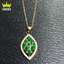 Natural Emerald Pendant Necklace Genuine 925 sterling silver Precious stone Fine jewelry Royal May birthstone