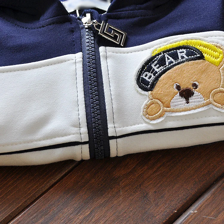 Baby Toddler Kids Boys Spring&autumn Cotton Bear Emboidery Jacket Zipper Coat For 70-110cm Height Kids Cardigan B003