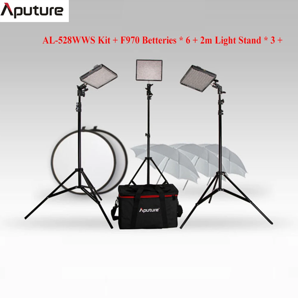 Aputure 528WWS Kit 3 lights and F970 Batteries LED Video Light 528