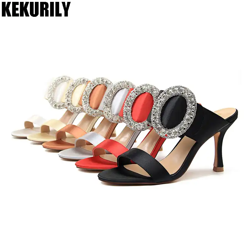 rhinestone mule heel