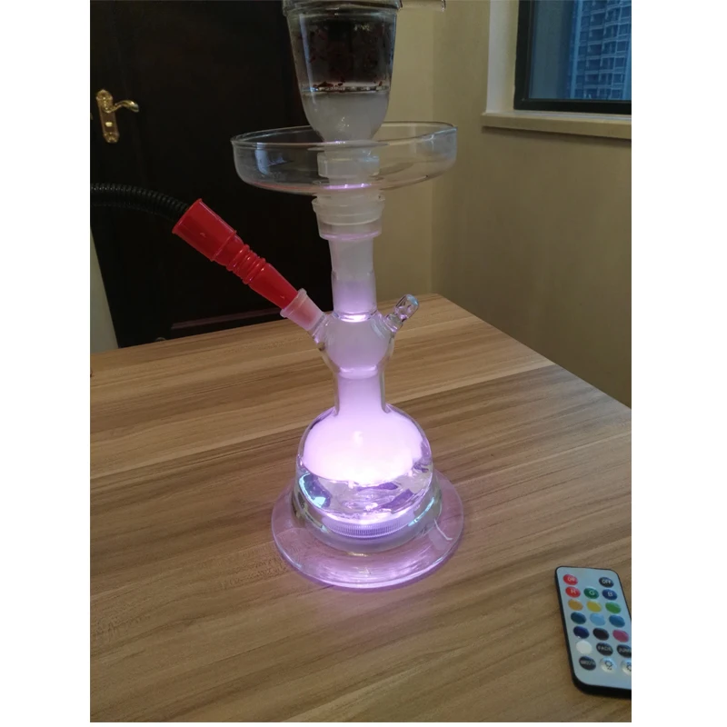 Стеклянный кальян наргиле для курения водопровод кальян Cachimba Nargile Chicha с светодиодный светильник и пультом дистанционного управления