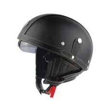 Новый ретро ПУ Кожа мотоциклетный шлем Марка ККО vintage скутер половина шлем лето motociclistas capacete с Внутренней visor объектив
