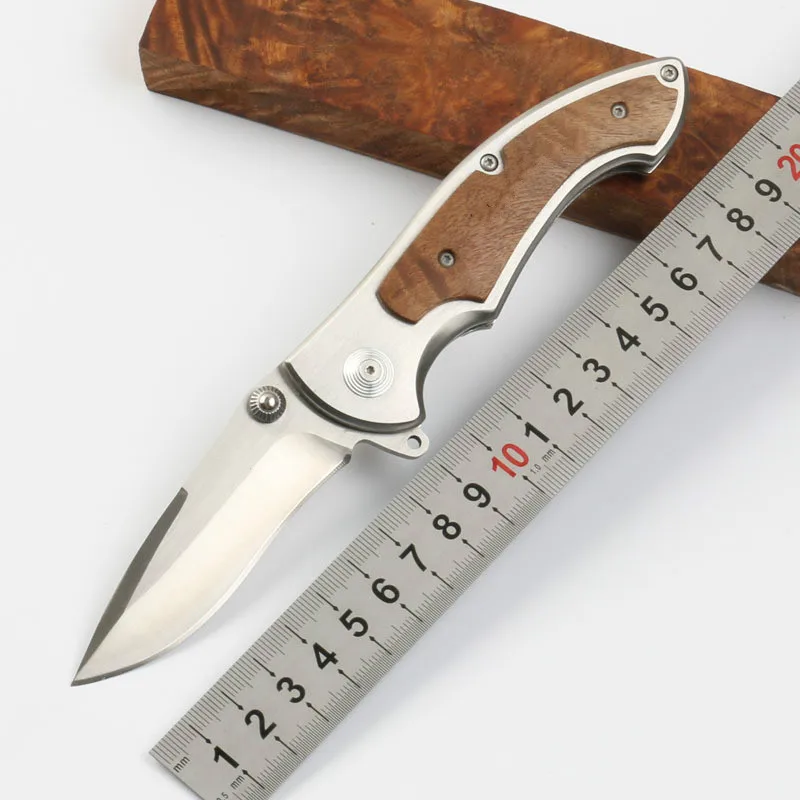 

Eafengrow 337 Folding Knife 440c blade wood Handle Tactical Hunting Survival Pocket Flipper Knives Combat Camping EDC Tools