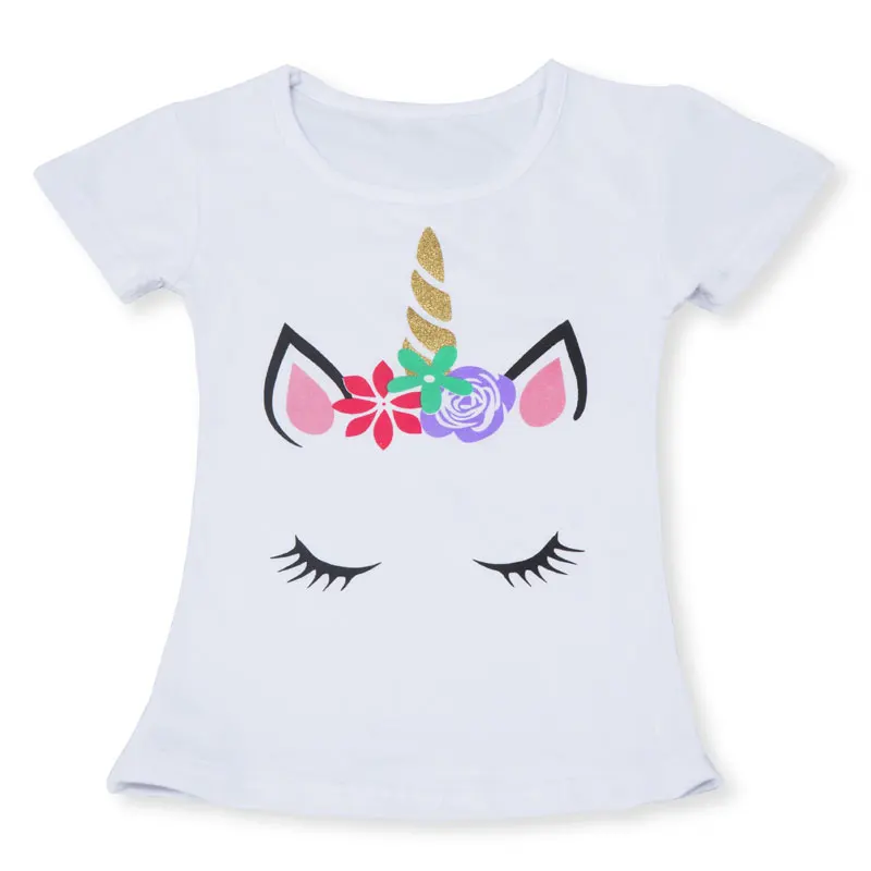 Детская футболка для девочек летние хлопковые топы для маленьких девочек, футболки для малышей, одежда для детей футболки с единорогом повседневная одежда с короткими рукавами