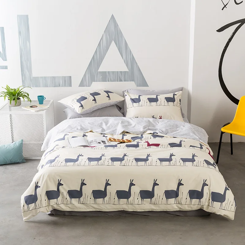 Waliicorners Cartoon 100% Cotton Bedding Set cute cat Duvet Cover Sets Soft Bed Linen Flat Bed Sheet Set Pillowcase 4PCS bed cover 75 HTB1qsbNnYsTMeJjSsziq6AdwXXay