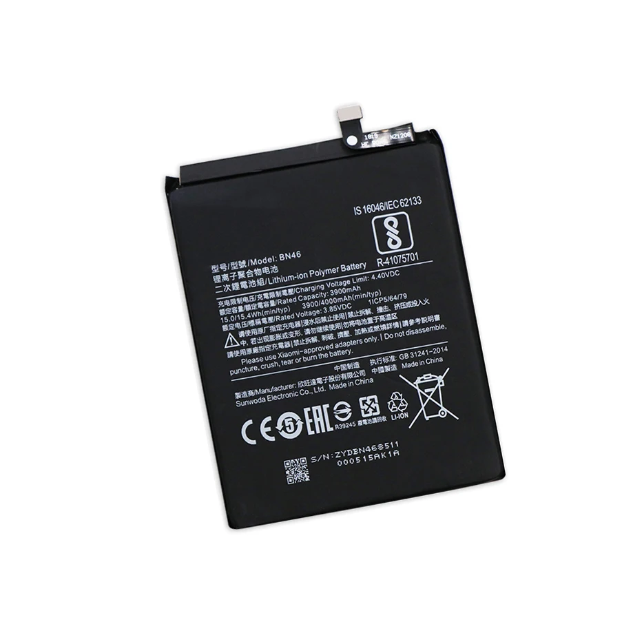 

3900/4000mAh Hight Capacity for Xiaomi BN46 Battery For Xiaomi Redmi Note 6 Phone Replacement Batteries