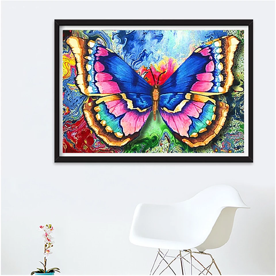 LaoJieYuan пользовательские красочные животных бабочка картина diy Кристалл полный дрель алмаз роспись стены украшения