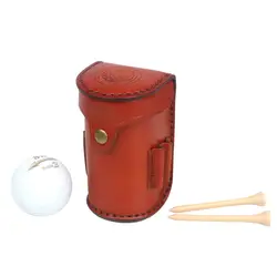 Tourbon Винтаж Портативный Мячи Для Гольфа Tee держатель хранения 2 мяча Divot Инструмент растительного кожа сумка для гольфа Перевозчик