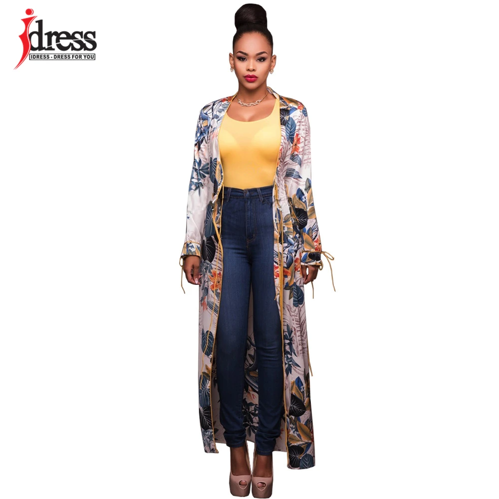 IDress Fashion 2017 Women Swimsuit Beachwear Blouse Cover up Long Sleeve Open Stitch Print Women Coat Long Ladies Cloak Jacket (1)