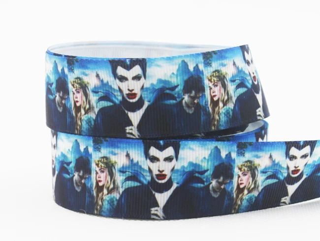 

ywuber ribbons 50Y 1" Maleficent Ribbon Printed Grosgrain Ribbon 25mm Halloween ribbon For bow DIY handmade X1748 Free shipping