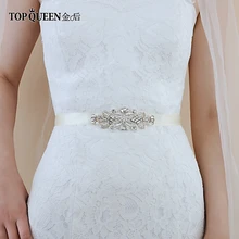 TOPQUEEN S369 королевская медаль ремесло пояс невесты свадебные ленты серебро Индия кружева пояс невесты ручной работы со стразами пояс невесты