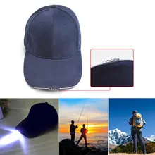 Унисекс Открытый 5-Свет Hat Спорт ночного Рыбалка Кемпинг Бег Бейсбол Кепки черный/синий Освещение 10 м далеко