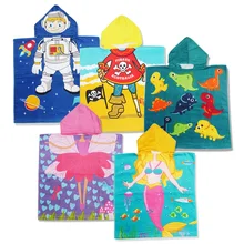 Детский милый плащ с капюшоном и героями мультфильмов; пляжное полотенце; купальное полотенце для маленьких мальчиков и девочек; 120x60 см; хлопок
