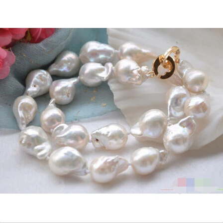 

Free shipping >>>>>P4266 Lustre 17" 20mm WHITE DRIP BAROQUE KESHI REBORN PEARL NECKLACE